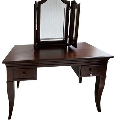 MAHOGANY VANITY DESK WITH MIRROR