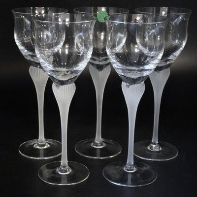 5 MIKASA SEA MIST CRYSTAL WINE GLASSES