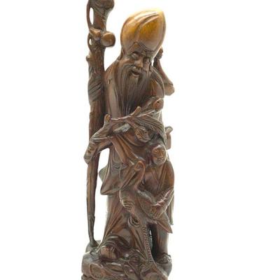 CHINESE CARVED ROSEWOOD FIGURE SHOUXING