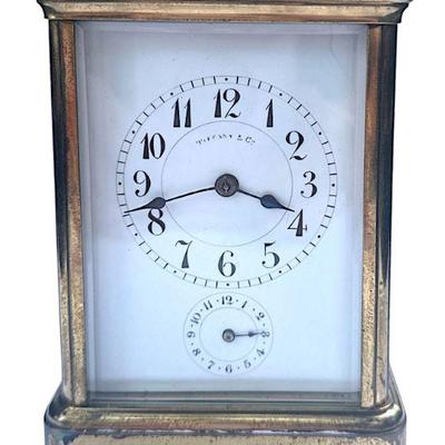 TIFFANY & CO BRASS CARRIAGE CLOCK MID CENTURY
