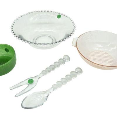 4 pc VINTAGE GLASS INCL CANDLEWICK BOWL