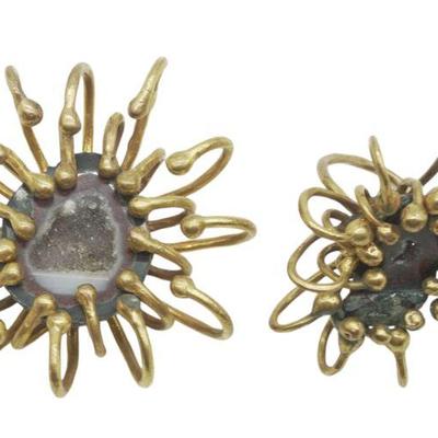 MID-CENTURY BRUTALIST DRUZY BROOCH/PENDANT AND RING