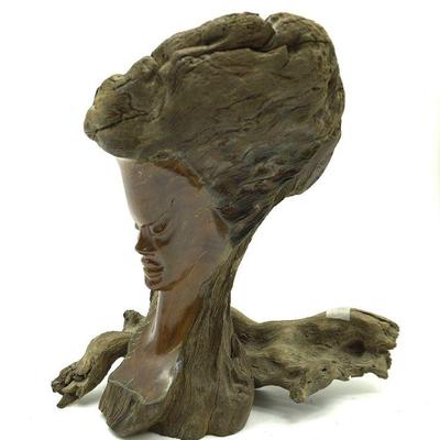 MCM WOOD SCULPTURE WOMANS FACE
