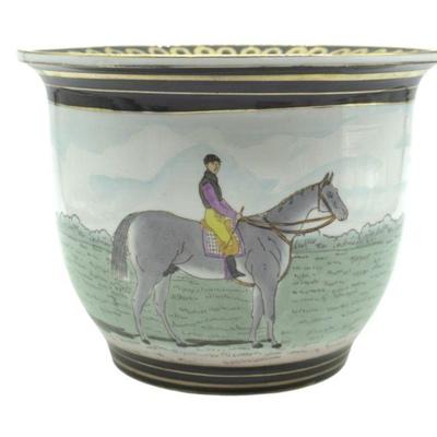 HAND PAINTED CHINESE EXPORT EQUESTRIAN VASE