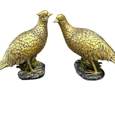 PAIR OF MCM GILDED COMPOSITE PHEASANTS