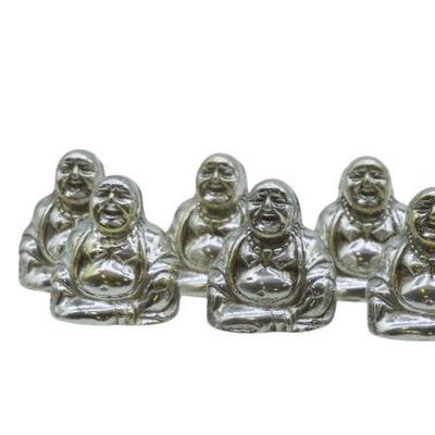 8 SILVER PLATE BUDDHA PLACE CARD HOLDERS