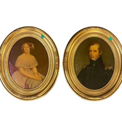 PAIR HISTORICAL FRAMED PRINTS ON WOOD