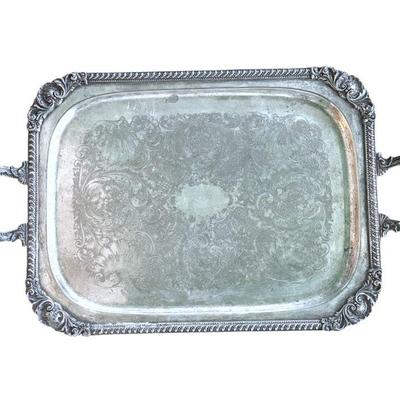 LARGE GOLDFEDER SILVERPLATE FOOTED BUTLERS/SERVING TRAY