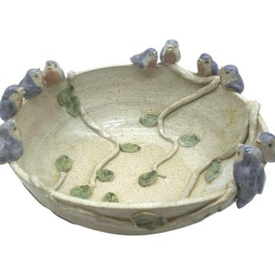 STUDIO POTTERY BIRDS ON RIM BOWL BREWSAUGH