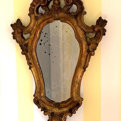 Antique labeled Borghese mirror, 12x19