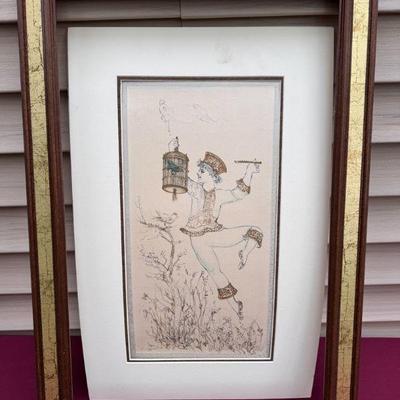 Pencil Sketch With Gold Pen Drawing 79/99 Signed
