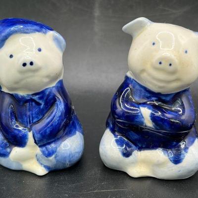 Cobalt Pig Salt & Pepper Shakers
