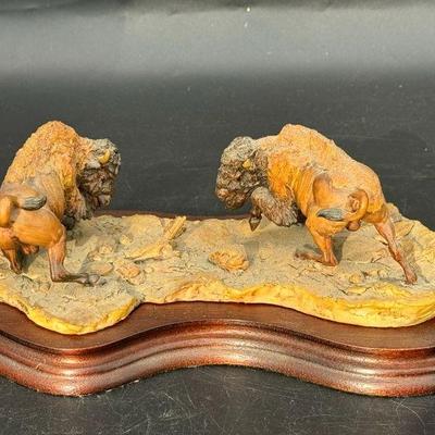 Signed Polland Buffalo Statue
