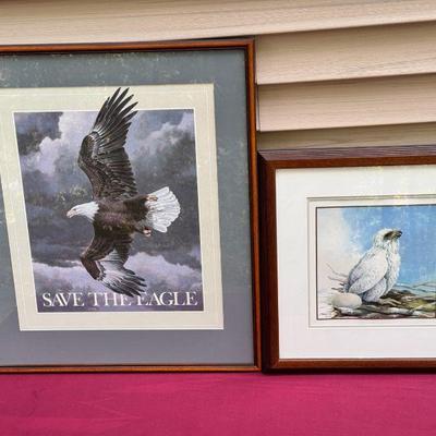 (2) Framed Eagle Prints
1988 - 1730/2500 Fernandez Baby Eagle framed print. 19.75x20

Save the Eagle Guy Poheleach framed print. 25x29.25
