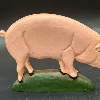 Painted Pink Cast Iron Pig
