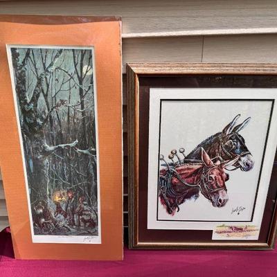 (2) Lowell Davis Signed Prints
2002 - ' Ole John and Me ' signed 15.25x32 in plastic wrap with matte frame. 
