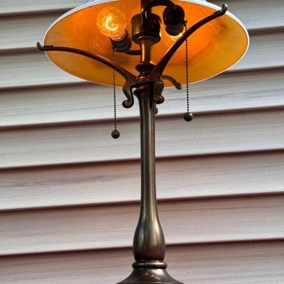 Quoizel Glass Dome Table Lamp Signed