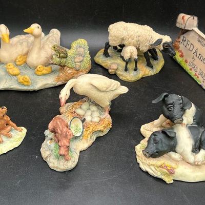 (6) 1980’s Lowell Davis Schmid Barnyard Animal Sculptures

