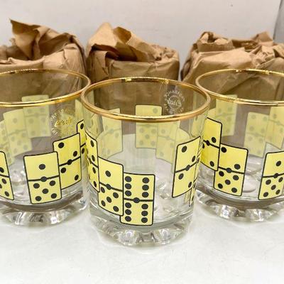 (6) Circle Turkish Art Glass Domino Lowballs
