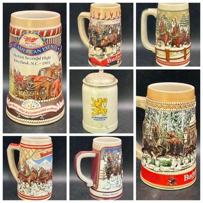 (7) Vintage Beer Stein Mugs ft. Anheuser Busch A B & C Series
