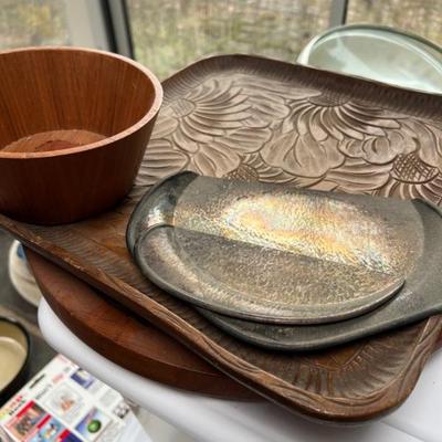 Teak serving platters