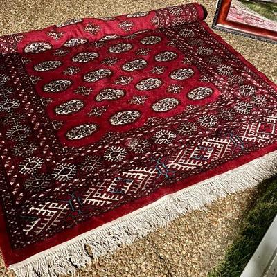 5 x 8 vintage wool/silk area rug. Very soft and pretty.