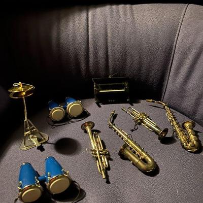 Christmas ornaments - metal music instruments - very unique! LOTS OF THEM...in boxes