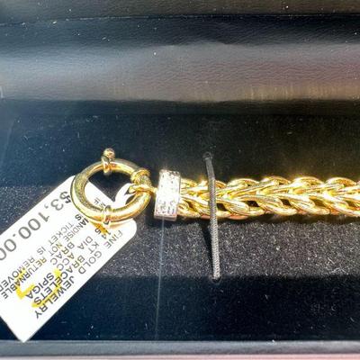 NEVER WORN - Italian Gold - 14K Diamond Spiga - still has tags on. Retails $3100.