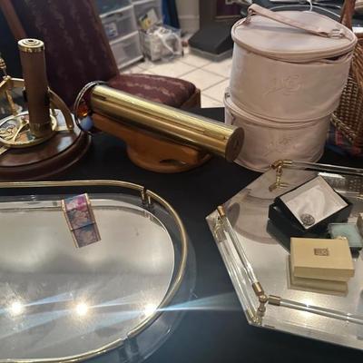 Vintage Brass Kaleidoscope with Wood Stand 

Mirror Jewelry Plate 