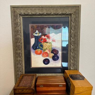 Wood Jewelry Boxes and Painting 