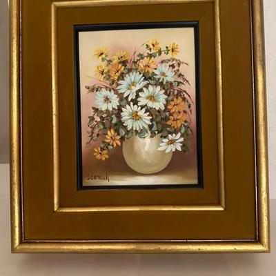 Framed Vintage Mid Century Daisies in a Vase J. Wernink Painting/MCM Painting/Vintage Painting