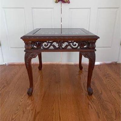 Beveled Amber Glass End Table.jpg