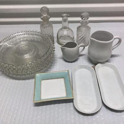 FTH171 - Classic Candle wick Plates , Olive Oil & Vinegar Decanters & More Glassware 