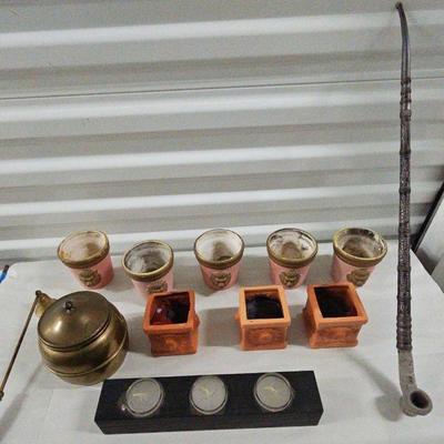 FTH135-Unique Looking 20" Smoking Pipe With An Assortment Of Decorative Candle Holders.