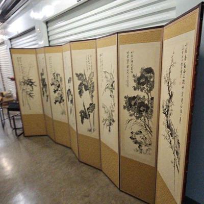FTH301-Extremely Elegant And Beautiful Asian Eight Panel Silk Embroidered Folding Room Divider