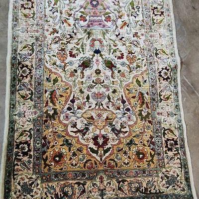 FTH119 - Vintage High Quality Fine 100% Silk Persian Prayer Hand Woven Rug #6