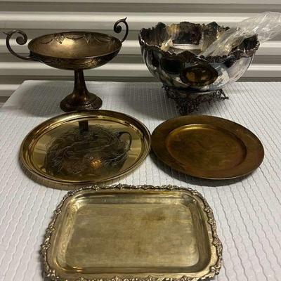 FTH184- Assorted Silvertone, Goldtone And Silver Plated Serveware