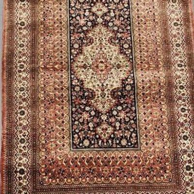 FTH115 - Vintage High Quality Fine 100% Silk Persian Prayer Hand Woven Rug #2