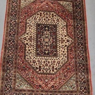 FTH114 - Vintage High Quality Fine 100% Silk Persian Prayer Hand Woven Rug #1