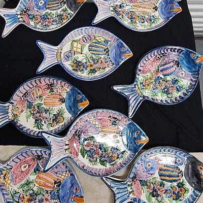 FTH203 - ONK Skyros 14" Ceramic Fish Wall Hangings (8)