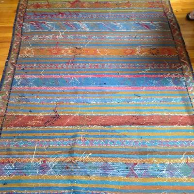 45. Antique hand woven wool rug 5.25 x 8.5