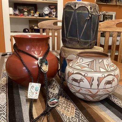 Santa Clara, Zuni, vintage Cochiti drums