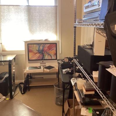 iMac computer, lap top, iPad mini, AirPods, Apple watch