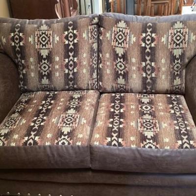 Leather and fabric new loveseat