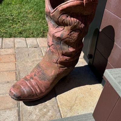 Concrete planters cowboy boots 