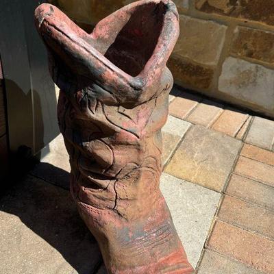Concrete planters cowboy boots 