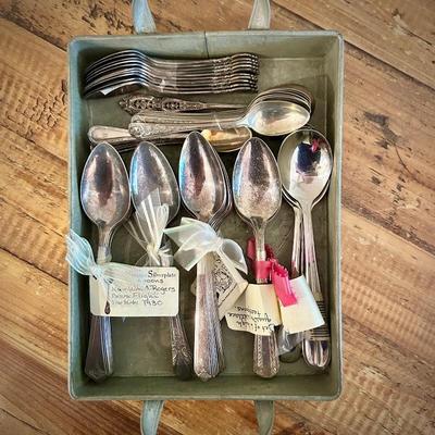 Collection of silverplate tea spoons and sugar spoons