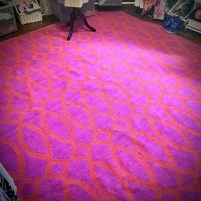 Oversized red & purple reversible wool rug