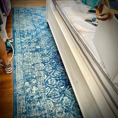 Blue and white oversized mattress
