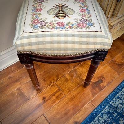 Needlepoint bumblebee stool